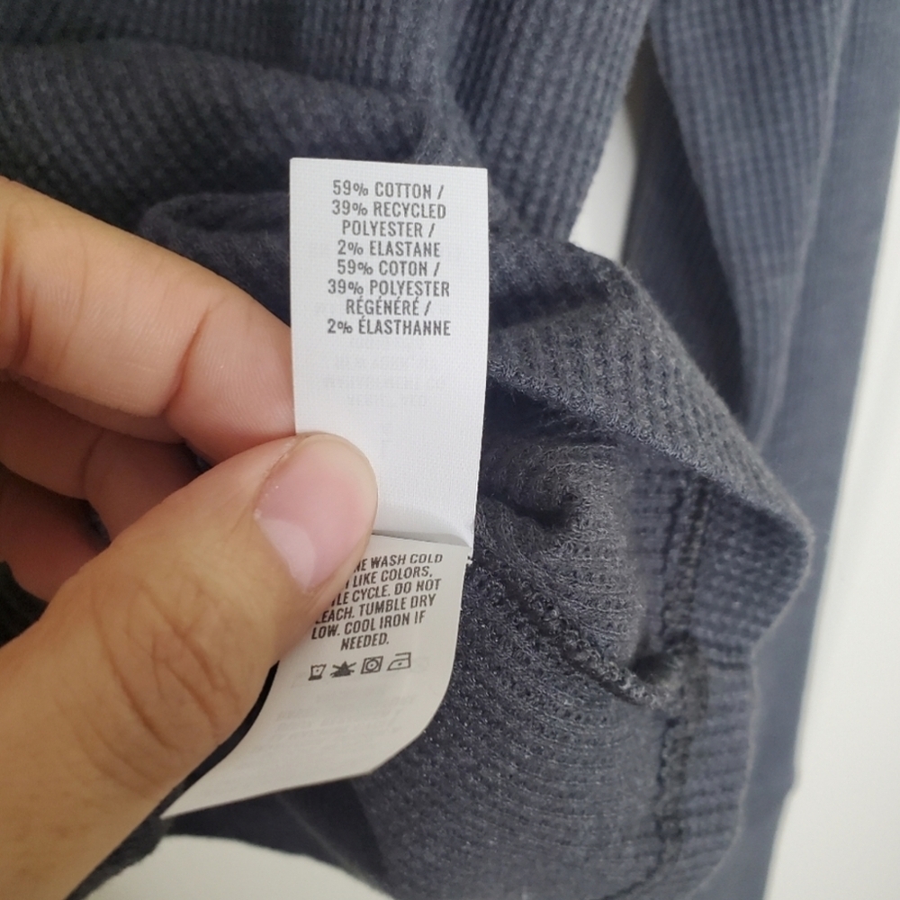 Aerie Gray Waffle Knit Thermal Cropped Long Sleeve Top - Picture 7 of 7